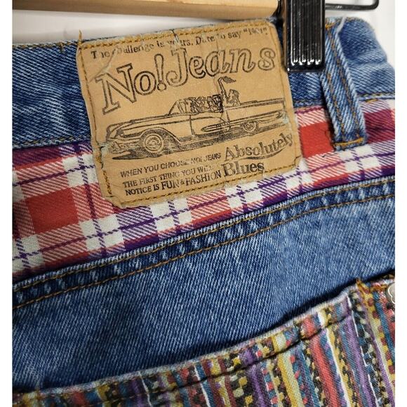 Rare Vintage NO! ABSOLUTELY BLUES Jeans Denim Size 13/14 Plaid, Retro, 1980s - Picture 6 of 11